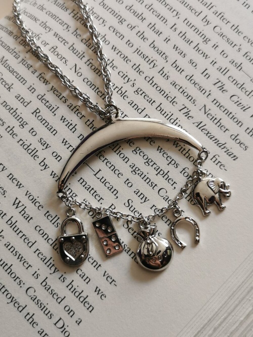 Good Luck Charms Necklace Silver Pendant D'Orlan 90s Lucky Dangles 24" Chain